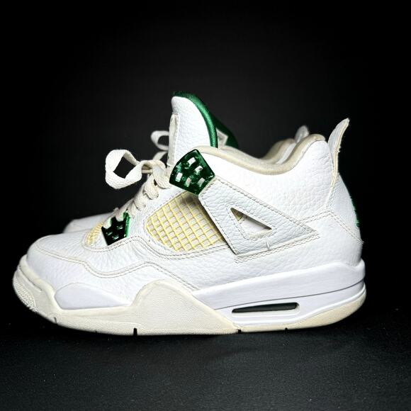 Size 5.5 - Nike Air Jordan 4 Retro GS Green Metallic Men's Shoes - Picture 8 of 8